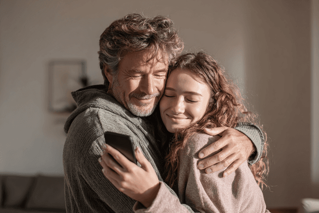 A father and teenager sharing a meaningful moment