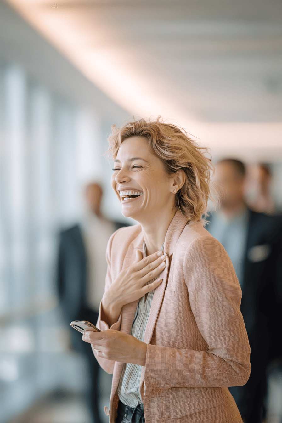 A woman savoring a meaningful message as part of her daily routine